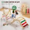 BlueWood Pikler Triangle Set, Toddler Wooden Climbing Toys Indoor 7in1 Foldable Climber for Kids, Montessori Philosophy Play Jungle Gym with Arch, Ramp, Ladder (Warm Winter Christmas) view 2