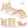 BlueWood Pikler Triangle Set, Toddler Wooden Climbing Toys Indoor 7in1 Foldable Climber for Kids, Montessori Philosophy Play Jungle Gym with Arch, Ramp, Ladder (Farm Charm Autumn) view 1
