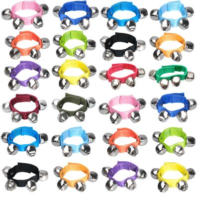 100 Pcs Christmas Wrist Band Jingle Bells Percussion Wrist Shaking Bells Musical Rhythm Instrument Ankle Bells for Christmas Party Decoration Favors(Multicolor)