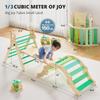 BlueWood Pikler Triangle Set, Toddler Wooden Climbing Toys Indoor 7in1 Foldable Climber for Kids, Montessori Philosophy Play Jungle Gym with Arch, Ramp, Ladder (Green Summer) view 2