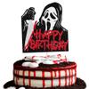1 PCS Have a Killer Happy Birthday Cake Topper Glitter Bloody Knife Horror Classic Movie Cake Pick for Horror Movie Theme Killer Birthday Halloween Party Cake Decorations Supplies view 1