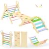 BlueWood Pikler Triangle Set, Toddler Wooden Climbing Toys Indoor 7in1 Foldable Climber for Kids, Montessori Philosophy Play Jungle Gym with Arch, Ramp, Ladder (Colorful Spring) view 1