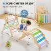 BlueWood Pikler Triangle Set, Toddler Wooden Climbing Toys Indoor 7in1 Foldable Climber for Kids, Montessori Philosophy Play Jungle Gym with Arch, Ramp, Ladder (Colorful Spring) view 2