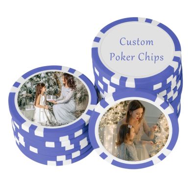 Hikppy Custom Poker Chips 100 Personalized Poker Chips with Custom Photo/Text/Logo for Poker Nights, Party, Special Events (Custom Poker Chips)