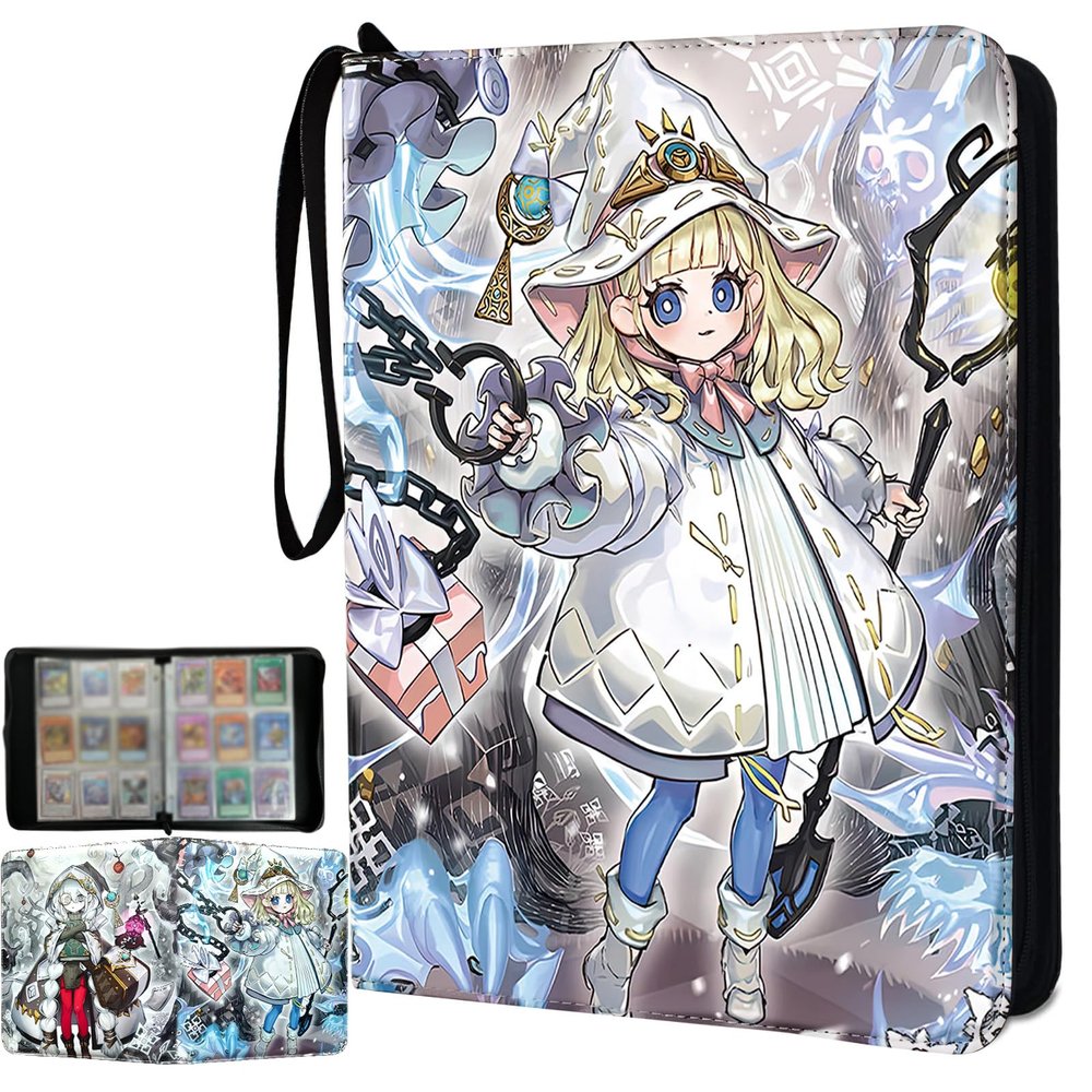 sabermaster Trading Card Binder, Fits 900 Cards Card Collector Album Holder,with 50 Removable Sleeves Toys Gifts for Boys Girls (White Forest)