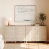 WAMPAT 12 Drawer Wood Dresser for Bedroom, 2-in-1 Extra Wide Chest of Drawers, Modern Storage Organizer Units with Solid Wood Legs for Closet, Living Room, Kids Room, Nursery, Light Oak, 94.4" view 3