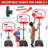 AOKESI Kids Basketball Hoop StandAdjustable Height Basketball Set 3.5ft-5.5ftPortable Basketball Goals for Indoor Outdoor Play, Toddler Sports Toys for 3-8 Years OldBlack view 2
