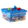 OGANAZI Plastic Storage Container with Bricks Baseplate Lid for Building Blocks, Bricks Building Set Organization Bin with Compartments Tray, Stackable Storage Box Building Block Chest Case (Blue) view 1