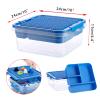 OGANAZI Plastic Storage Container with Bricks Baseplate Lid for Building Blocks, Bricks Building Set Organization Bin with Compartments Tray, Stackable Storage Box Building Block Chest Case (Blue) view 2