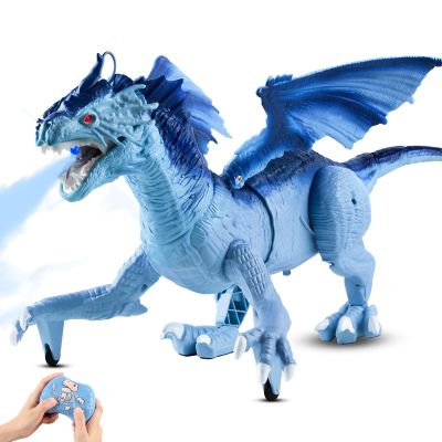 Remote Control Dragon Toy for Kids with 360 Swaying Head, Roaring, Spraying & Light Up - Remote Control Robot Toys for Kids - Birthday, for Boys Girls -Blue
