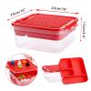 OGANAZI Plastic Storage Container with Bricks Baseplate Lid for Building Blocks, Bricks Building Set Organization Bin with Compartments Tray, Stackable Storage Box Building Block Chest Case (Red) view 2