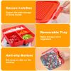 OGANAZI Plastic Storage Container with Bricks Baseplate Lid for Building Blocks, Bricks Building Set Organization Bin with Compartments Tray, Stackable Storage Box Building Block Chest Case (Red) view 3