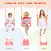 3-in-1 Toddler Swing Set, Baby Swing Set with Foldable Metal Stand for Outdoor/Indoor Play, Safe and Durable Design for Aged 1-10 Years Old, Easy to Assemble & Store (Pink) view 3