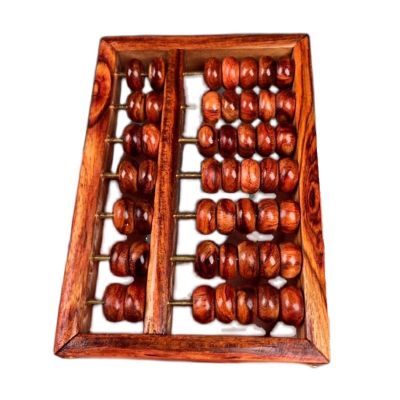 EoxinDm Chinese Abacus,Abacus,Abacus for Math Abacus Lucky Ornaments Mini Abacus Retro Brass Frame 7-Position Collection Small Abacus, 9.2 * 6 * 1.1cm, Brown