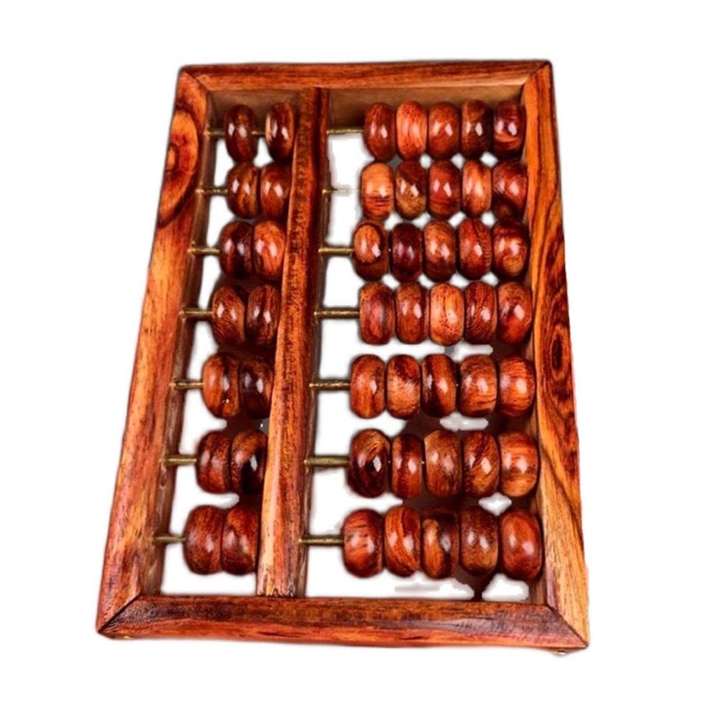 EoxinDm Chinese Abacus,Abacus,Abacus for Math Abacus Lucky Ornaments Mini Abacus Retro Brass Frame 7-Position Collection Small Abacus, 9.2 * 6 * 1.1cm, Brown