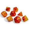 Gemini Gellow and Red with Yellow Numbers Luminary 7+1 Dice Set 16mm (5/8in) Chessex view 1