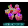 Gemini Gellow and Red with Yellow Numbers Luminary 7+1 Dice Set 16mm (5/8in) Chessex view 4