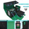 Alinwu MTG Commander Card Storage Box - Fits 200 Double Sleeved Cards,3-in-1Card Deck Case,Strong Magnet Card Organizer For Magic Commander TCG CCG,4Dividers &3 Toploaders(Black&Green) view 4