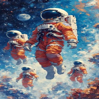 Astronauts Paint by Numbers Kit for Adults, Paint by Numbers Kit for Adults Beginner, DIY Acrylic Watercolor Oil Paint by Number, Canvas Painting Kits for Gifts Home Wall Decor 8x16 inch R-2774