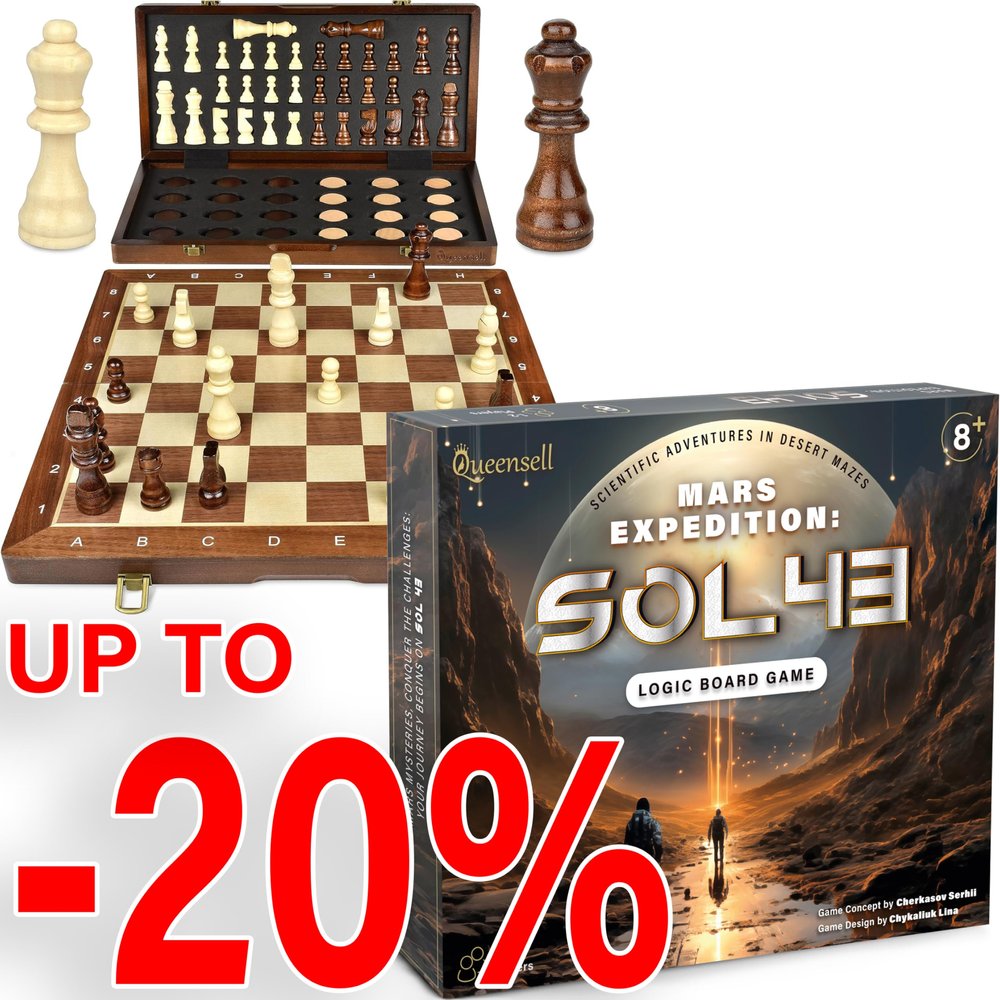 15-Inch Magnetic Chess Set + Mars Expedition: SOL43 Family Board Games for Kids 8-12 and Adults
