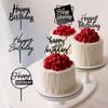 Apluselection 6 Pcs Black Happy Birthday Cake Toppers Set, Acrylic Cake Decoration for Birthday Party view 3