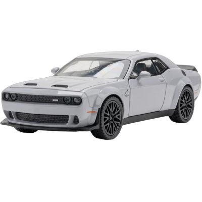 ERBADIHAGO Toy Car Challenger Hellcat 1/32 Alloy Model Car with Light and Sound Collectible Model Cars Pull Back Toy Vehicles for Boys Children Age 3 + Year Old (Gray)