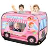 DOOLMIN Pop Up Play Tent for Kids - Foldable Indoor & Outdoor Playhouse Vehicle Toys for Toddlers, Boys and Girls - 2 Openings, Flat-Folding for Compact Storage(Ice Cream Car,Pink) view 1