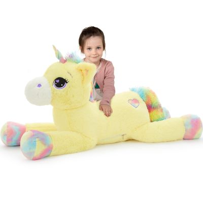 Tezituor 43in Giant Unicorn Plush Toys,Big Yellow Unicorn Stuffed Animals,Lovely Unicorns Birthday Decorations for Children,Great Gifts for Girls Boys Kids