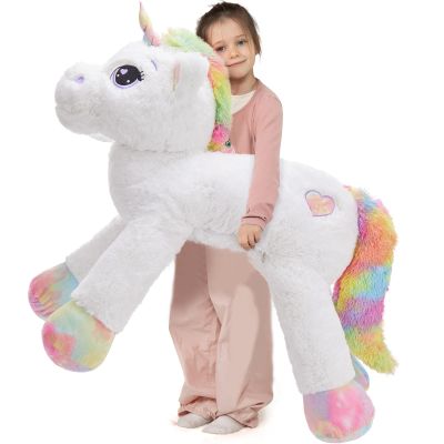Tezituor 43in Giant Unicorn Plush Toys,Big White Unicorn Stuffed Animals,Lovely Birthday Decorations for Children,Great Unicorns Gifts for Girls on Christmas or Childred's Day.