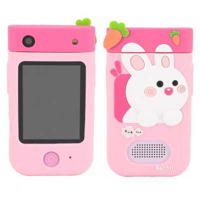 48MP 1080P HD Kids Smart Phone, 2.8in Touchscreen Camera with Autofocus, 180 Rotating Lens, Music Player, Games, Voice Recorder, for Boys Girls, with Carton Stickers (Pink Rabbit)