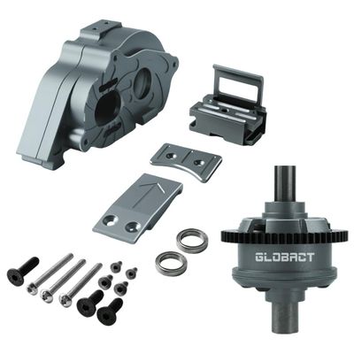 GLOBACT Motor Mount Gear Cover Set with Steel 57T 0.8Mod Center Diff Gear for Arrma 1/10 KRATON Outcast 4S 1/8 Mojave 4S RC Truck Upgrade Parts Replace ARA311192 ARA311169 ARA311165