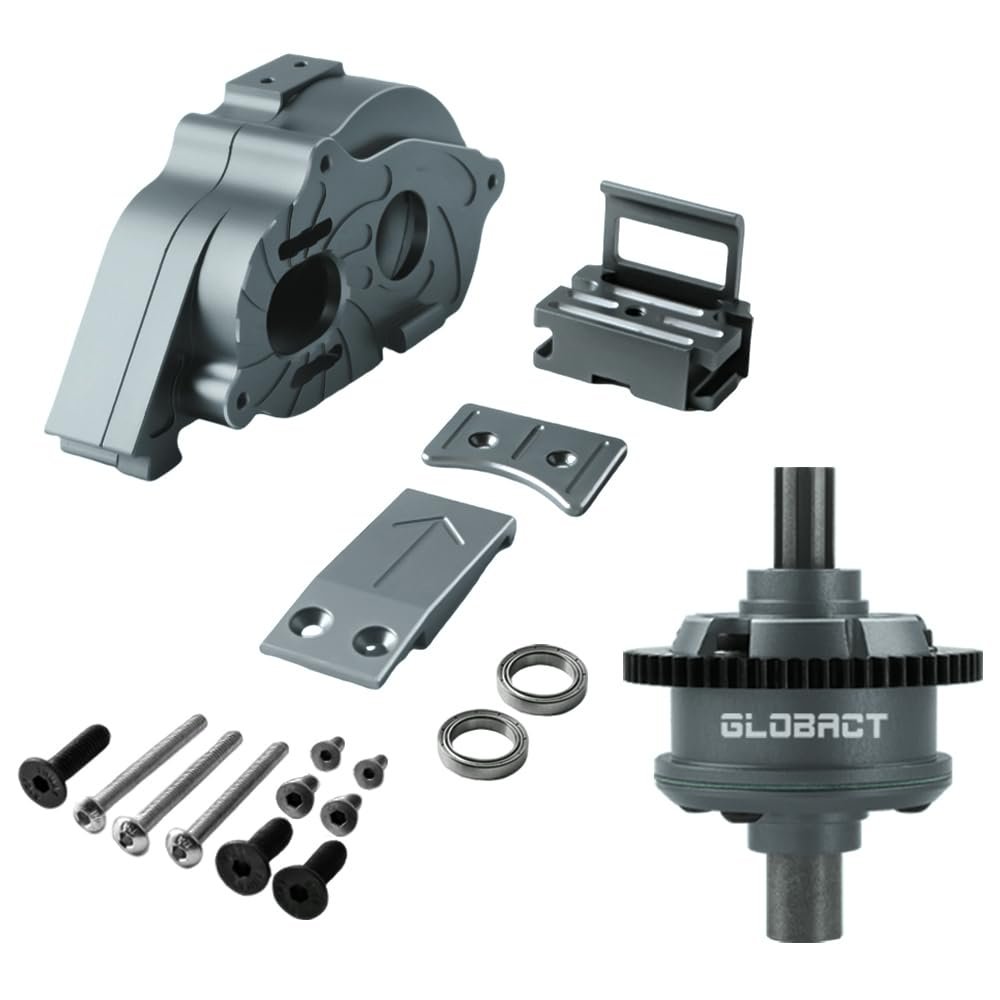 GLOBACT Motor Mount Gear Cover Set with Steel 57T 0.8Mod Center Diff Gear for Arrma 1/10 KRATON Outcast 4S 1/8 Mojave 4S RC Truck Upgrade Parts Replace ARA311192 ARA311169 ARA311165