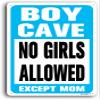 8"x12" Aluminum Sign, Boy Cave Signs No Girls Allowed Except Mom Sign, Blue Metal Sign for Little Man Cave Bedroom Living Room Wall Decor view 1
