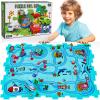 25PCS Puzzle Racer Kids Car Track Set, Rail Car Puzzle Track Ocean Themed Series, Puzzle Track Car Play Set, Toddler Puzzle Track Car, Educational Puzzle Toys Gifts for Kids Boys and Girls view 1