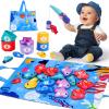 Arovan Montessori Toys for 1 Year Old - Cloth Fishing Game with Stacking Cups Toddler Toys for One Year Old Boy Girl First Birthday Gift - Sorting Learning Baby Toy 12-18 Months 1 2 Year Old view 1