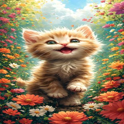 Cat Flower Paint by Numbers Kit for Adults, Paint by Numbers Kit for Adults Beginner, DIY Acrylic Watercolor Oil Paint by Number, Canvas Painting Kits for Gifts Home Wall Decor 24x48 inch R-3835