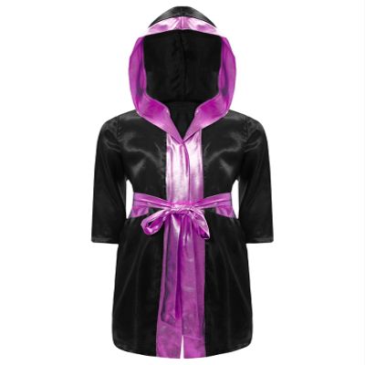easyforever Boys Boxing Costume Cosplay Boxer Cloak for Kids Metallic Hooded Boxing Costume Halloween Costume with Belt Black&Pink B 12 Years