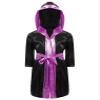 easyforever Boys Boxing Costume Cosplay Boxer Cloak for Kids Metallic Hooded Boxing Costume Halloween Costume with Belt Black&Pink B 12 Years view 1