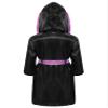 easyforever Boys Boxing Costume Cosplay Boxer Cloak for Kids Metallic Hooded Boxing Costume Halloween Costume with Belt Black&Pink B 12 Years view 2