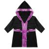 easyforever Boys Boxing Costume Cosplay Boxer Cloak for Kids Metallic Hooded Boxing Costume Halloween Costume with Belt Black&Pink B 12 Years view 4