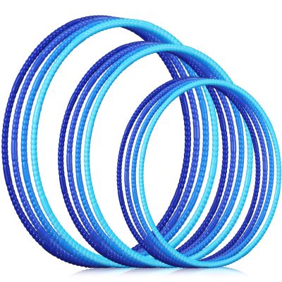 Syhood 12 Pcs Toy Color Hoop Plastic Detachable Adjustable Hoop Light Weight Exercise Fitness Equipment Toy Waist Ring for Adult Party, 3 Sizes(Gradient Blue)