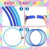 Syhood 12 Pcs Toy Color Hoop Plastic Detachable Adjustable Hoop Light Weight Exercise Fitness Equipment Toy Waist Ring for Adult Party, 3 Sizes(Gradient Blue) view 3