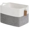 Goodpick Woven Storage Basket, Cotton Rope Baskets with Handles, Toy Baskets Storage Kids, Blanket Basket for Living Room, Bedroom, Gray and White, 18 x 14 x 12 Inches view 1