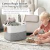 Goodpick Woven Storage Basket, Cotton Rope Baskets with Handles, Toy Baskets Storage Kids, Blanket Basket for Living Room, Bedroom, Gray and White, 18 x 14 x 12 Inches view 2