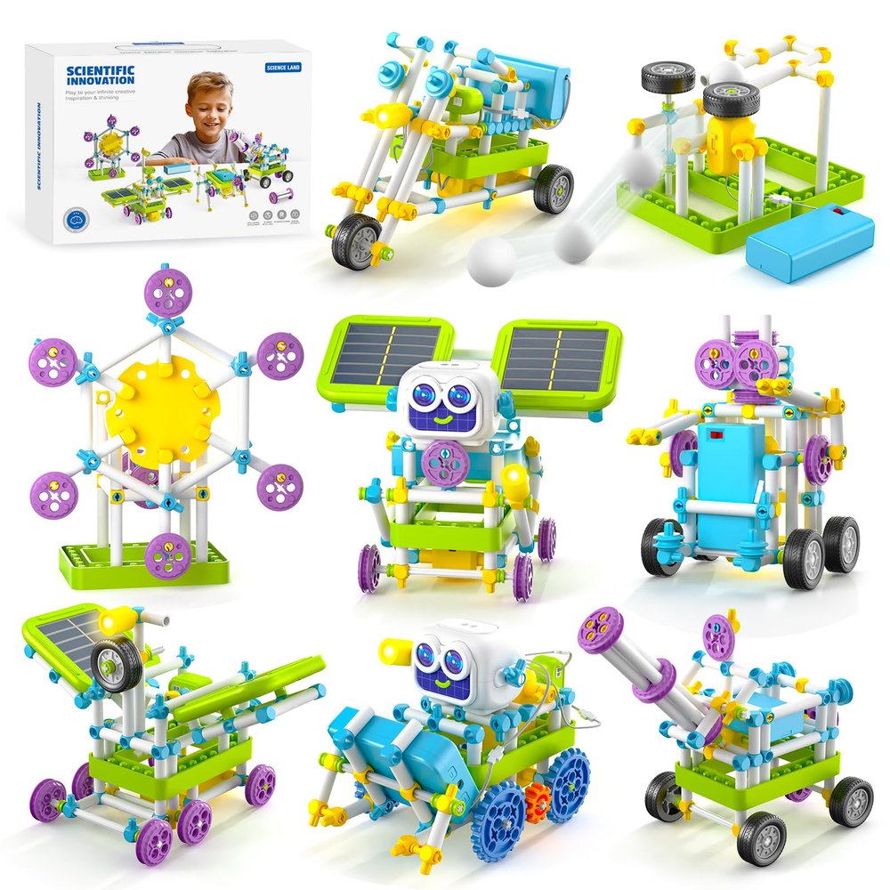 RISUNTOY Solar Power Kits, 36+ Model STEM Robot Building Toys for Kids 4-12, 434 Pcs with Solar/Gears/Sensors, Educational Science Engineering Projects, Birthday for Boys Girls