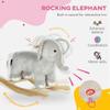 Qaba Rocking Horse, Kids Rocking Animal, Elephant Rocker with Realistic Sounds, Plush Ride on Toy for Years 2-4, Gray view 3