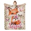 Artsadd Personalized Baby Blankets for Boys Girls with Name Custom Fox Floral Name Blanket for Kids Baby Customized Toddler Receiving Blankets Baby Gifts for Infant Newborn Birthday Christmas L view 1