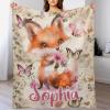 Artsadd Personalized Baby Blankets for Boys Girls with Name Custom Fox Floral Name Blanket for Kids Baby Customized Toddler Receiving Blankets Baby Gifts for Infant Newborn Birthday Christmas L view 4
