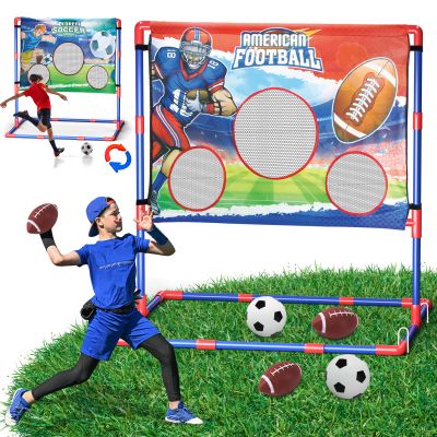 2-in-1 Football Target Toss Game,Soccer Football Games for Kids,Indoor Soccer Ball, 0utdoor Toys for Kids 8-12 with 2 Footballs & 2 Soccer Balls, Backyard Games,Party Family Game