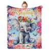Artsadd Personalized Baby Blankets for Boys Girls with Name Custom Elephant Floral Name Blanket for Kids Baby Customized Toddler Receiving Blankets Baby Gifts for Infant Newborn Birthday Christmas S view 1